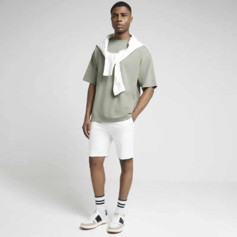 Beige slim fit jersey shorts made by River Island
