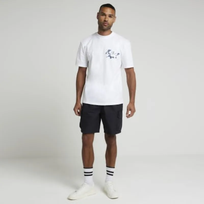 White regular fit floral graphic t-shirt sold by River Island