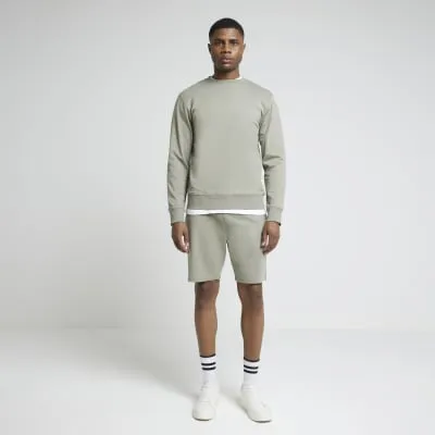 Khaki Slim Fit Plain Sweatshirt sold by River Island