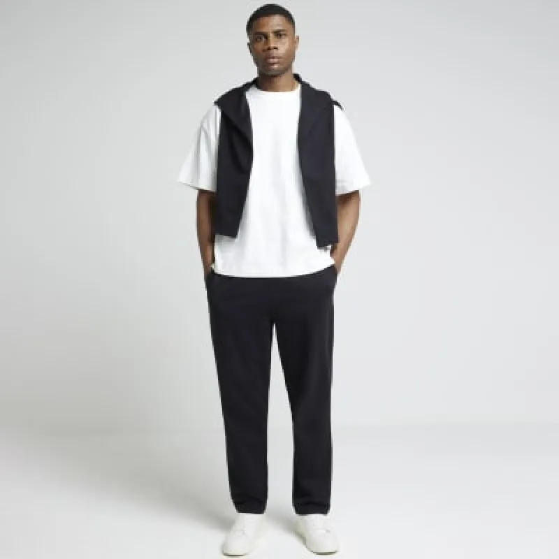 Black Slim Fit Open Hem Joggers sold by River Island