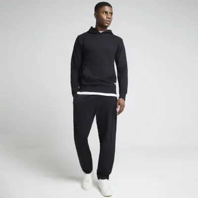 Black Slim Fit Plain Hoodie sold by River Island