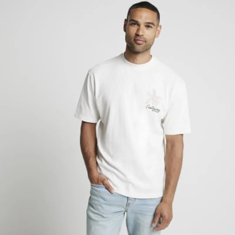 Ecru regular fit graphic print t-shirt sold by River Island