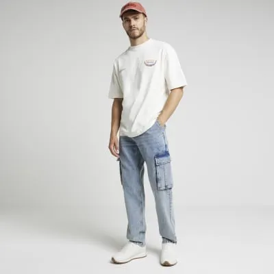 Beige oversized fit Montauk graphic t-shirt sold by River Island