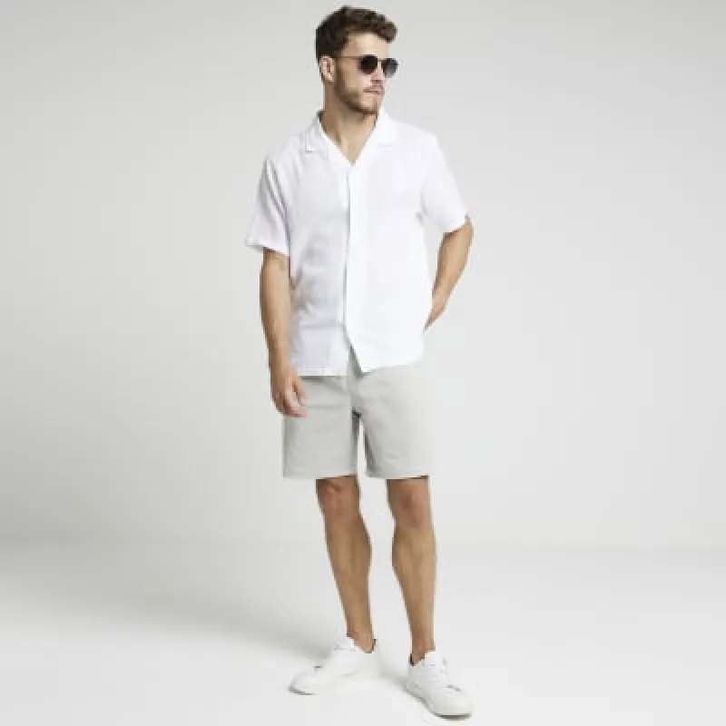 Grey regular fit pull on shorts made by River Island