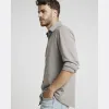 Grey slim fit long sleeve shirt sold by River Island