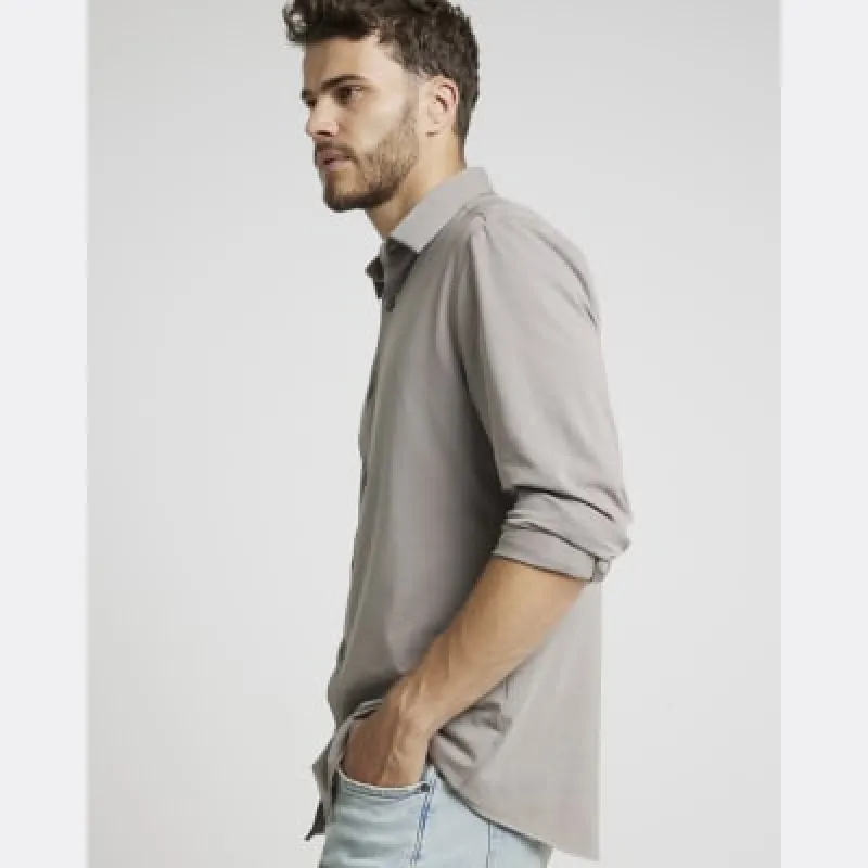 Grey slim fit long sleeve shirt sold by River Island