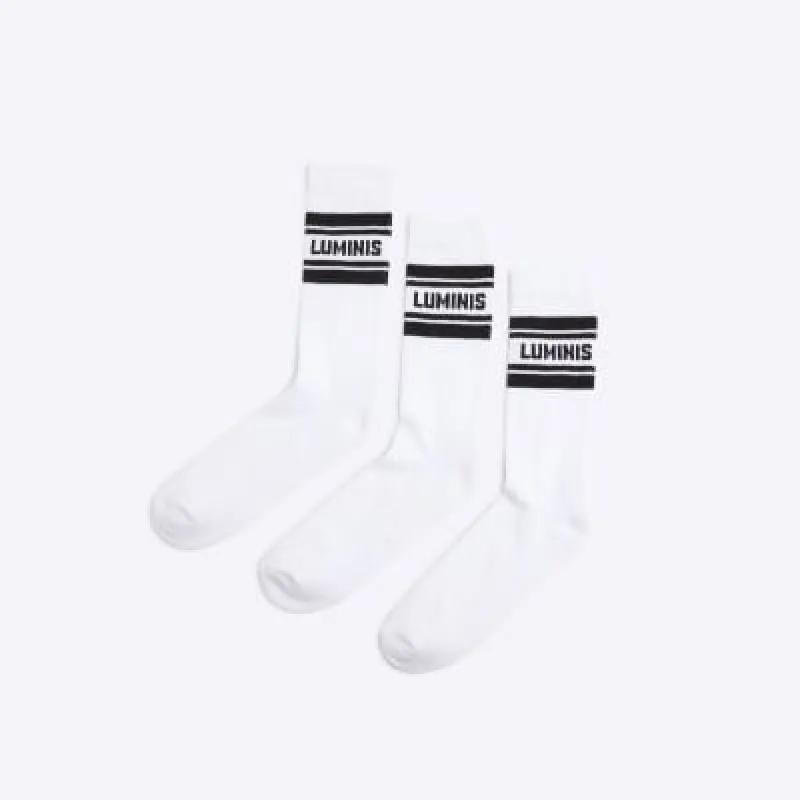 White 3pk Luminis Tube Socks sold by River Island