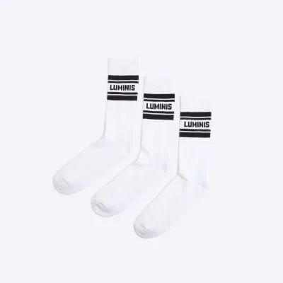White 3pk Luminis Tube Socks sold by River Island