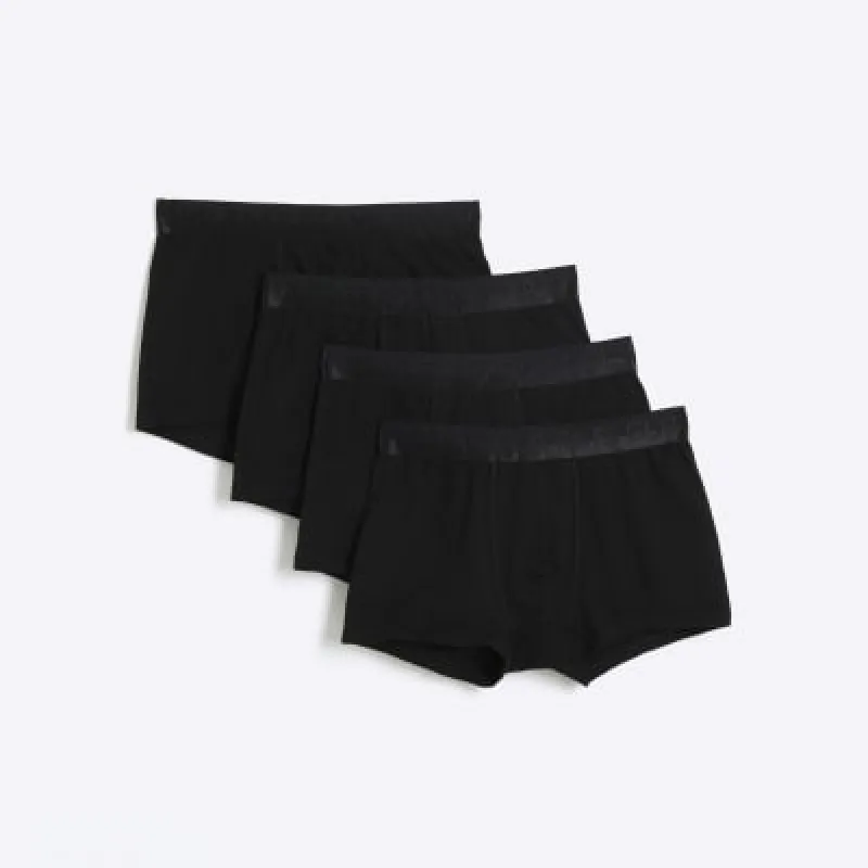 Black 4 Pack Cotton Stretch Trunks sold by River Island