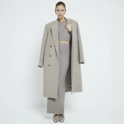 Beige Long Sleeved Ribbed Crop Top sold by River Island