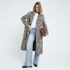 Brown Leopard Print Jacquard Coat sold by River Island