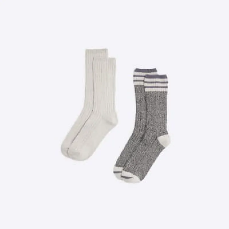 Grey Stripe Boot Socks Set sold by River Island
