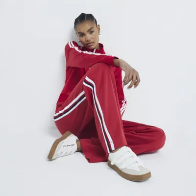 Red Side Stripe Wide Leg Joggers sold by River Island