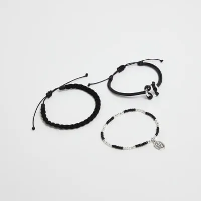 3PK Black Religious Adjustable Bracelet sold by River Island