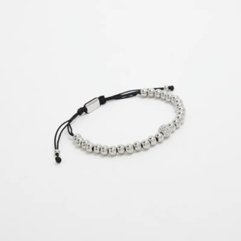 Silver Rhinestone Ball Adjustable Bracelet sold by River Island