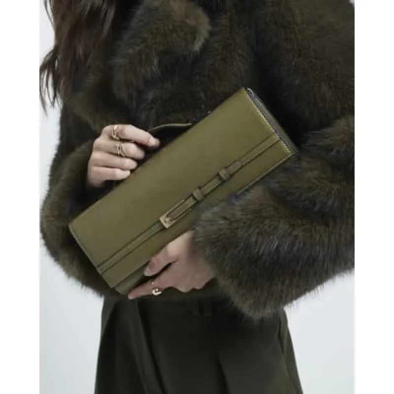 Green Buckle Shoulder Strap Clutch Bag sold by River Island