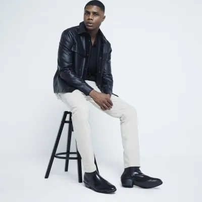 Black Leather Chelsea Boots sold by River Island