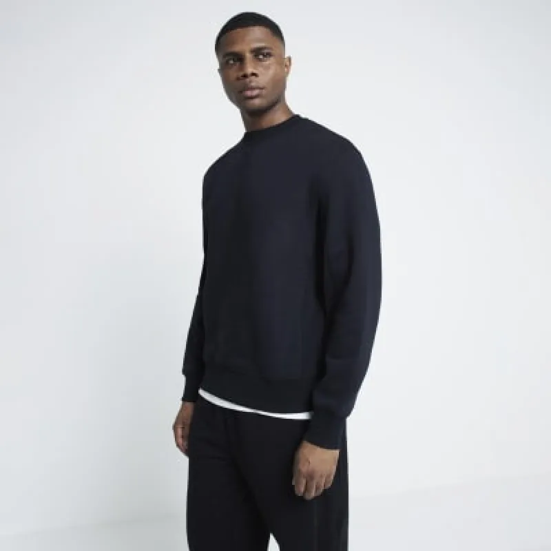 Black stitched sweatshirt sold by River Island