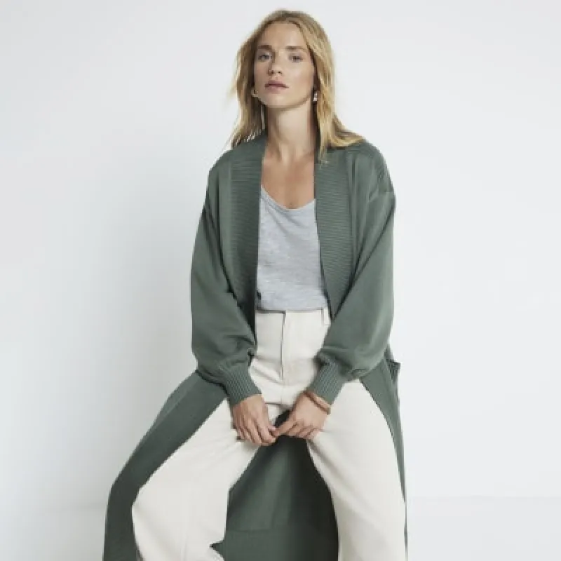 Khaki longline cardigan sold by River Island