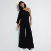 Black Assymetric Cape Jumpsuit sold by River Island
