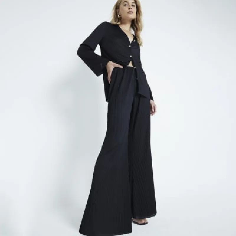 Black Plisse Trousers sold by River Island