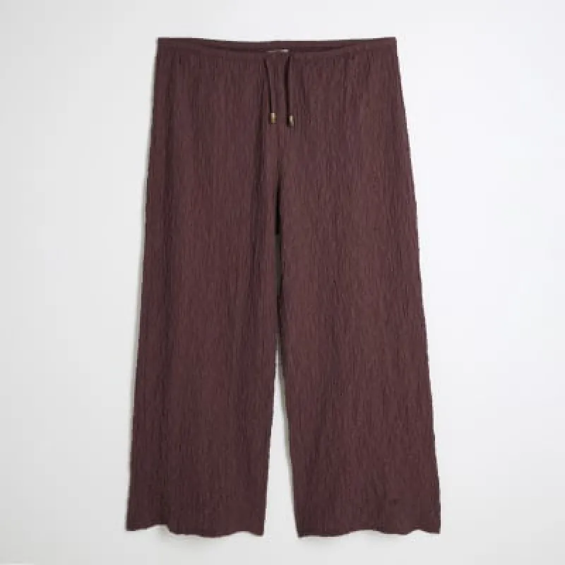 Red - Dark Textured Wide Leg Trouser sold by River Island