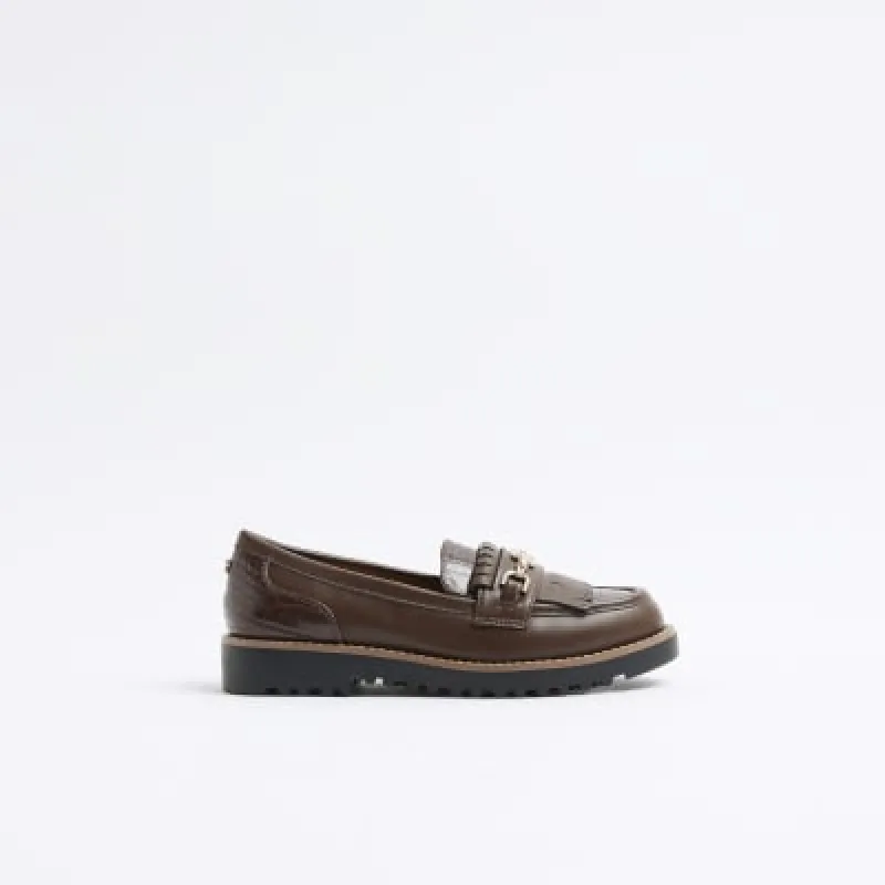 Brown Tassel Patent Loafers sold by River Island