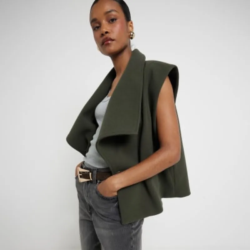Khaki Sleeveless Jacket sold by River Island