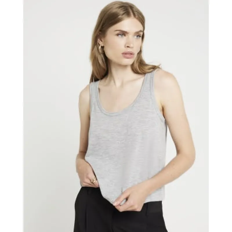 Grey Loose Fit Tank Top sold by River Island