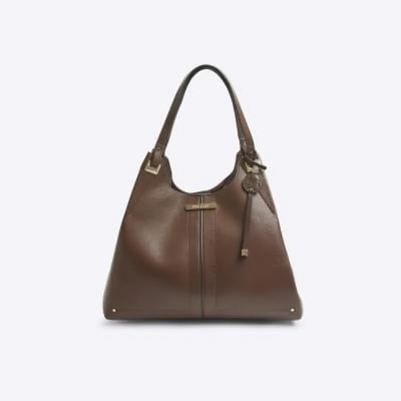 Brown slouch pinched tote bag sold by River Island
