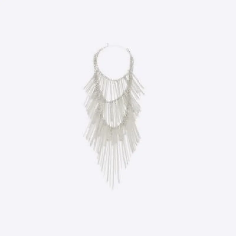 Silver Multi chain drape necklace sold by River Island