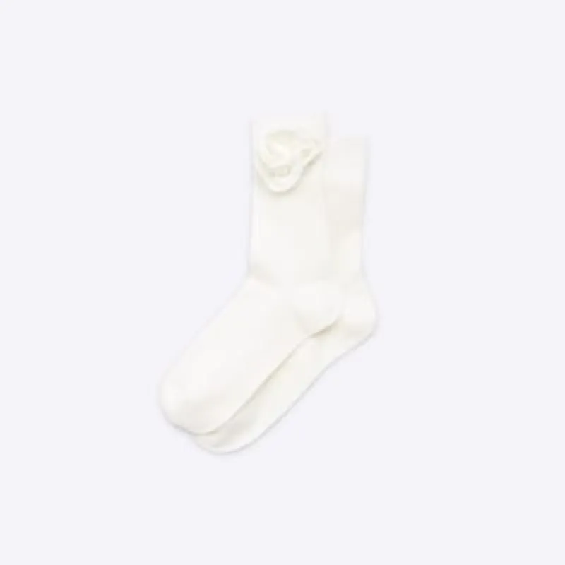 Cream Flower Knit Socks sold by River Island
