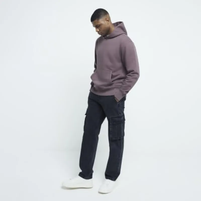 Purple regular fit plain hoodie sold by River Island