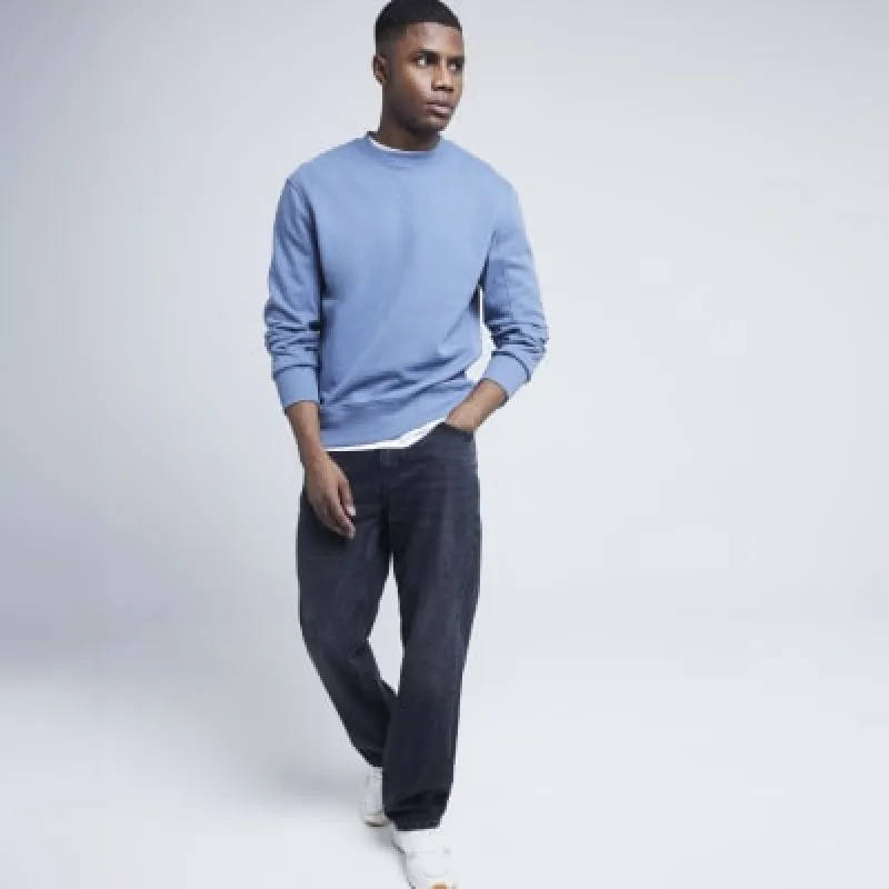 Blue regular fit stitched sweatshirt sold by River Island