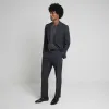 Grey dark slim fit suit trousers sold by River Island