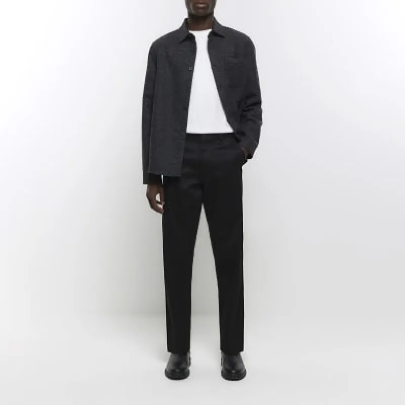 Black slim straight fit smart trousers sold by River Island