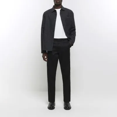 Black slim straight fit smart trousers sold by River Island