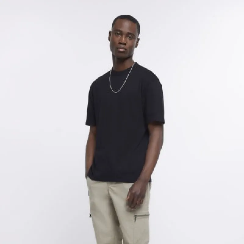 Black regular fit t-shirt sold by River Island
