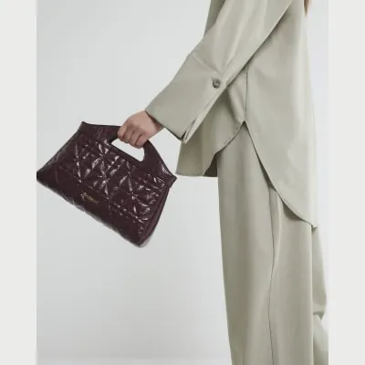 Red Faux Leather Quilted Clutch Bag sold by River Island