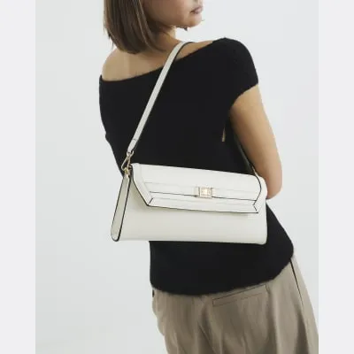 Cream Faux Leather RI Clutch Bag sold by River Island