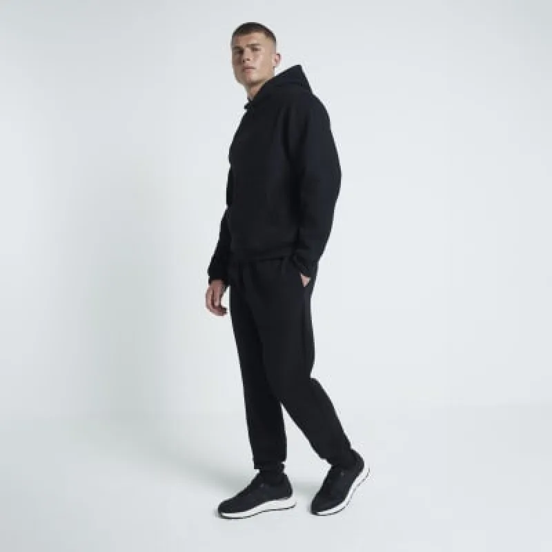 Black Regular Fit Quilted Joggers sold by River Island