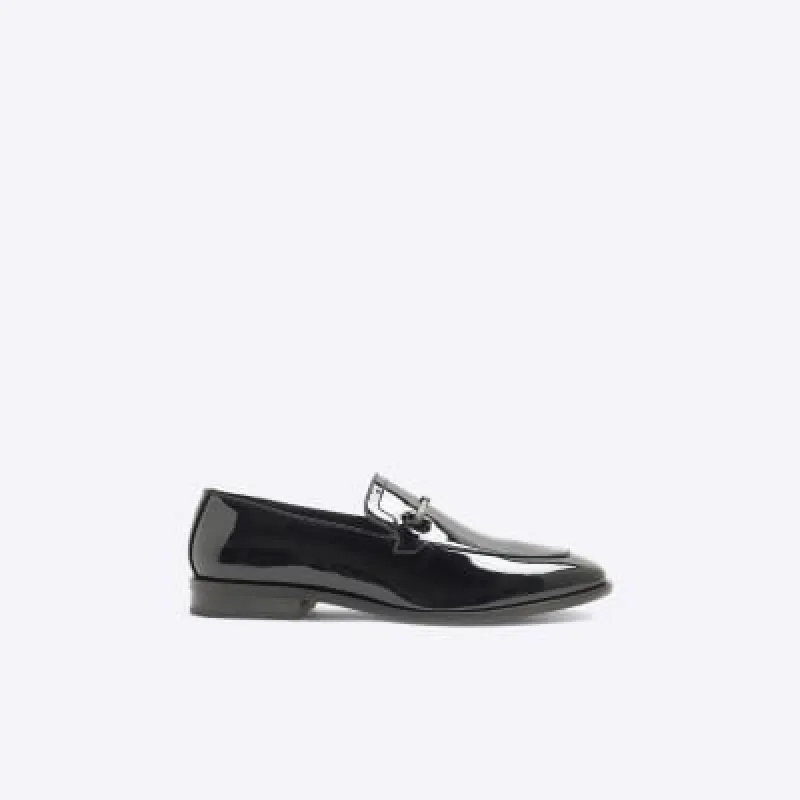 Black Patent Loafers sold by River Island