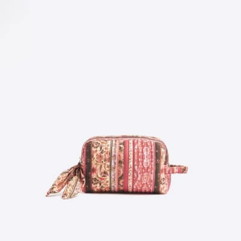 Red Paisley Print Makeup Bag made by River Island