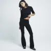 Black High waisted Ribbed Flare Leggings sold by River Island