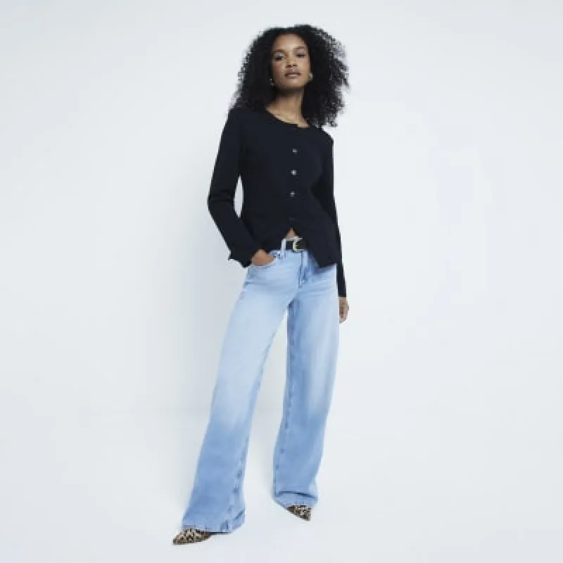 Black Tailored Buttoned Jacket sold by River Island