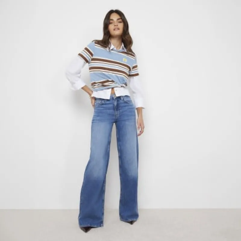 Blue Mid Rise Wide Leg jeans made by River Island