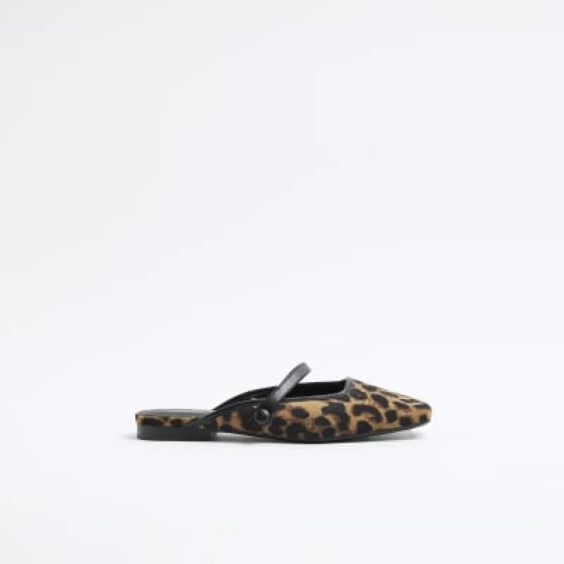 Brown Leopard Print Mules sold by River Island