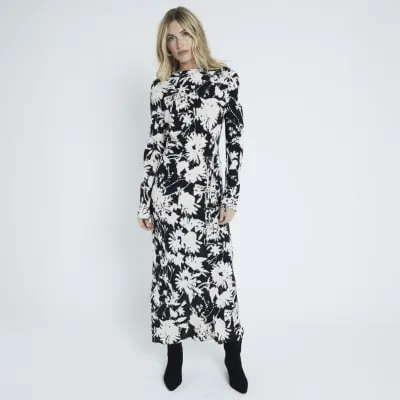 Black floral print maxi dress sold by River Island