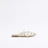 Beige Floral Embroidered Mules sold by River Island