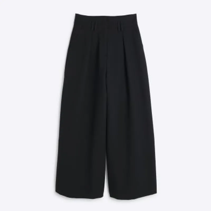 Petite Black High Waisted Wide Leg Trousers sold by River Island